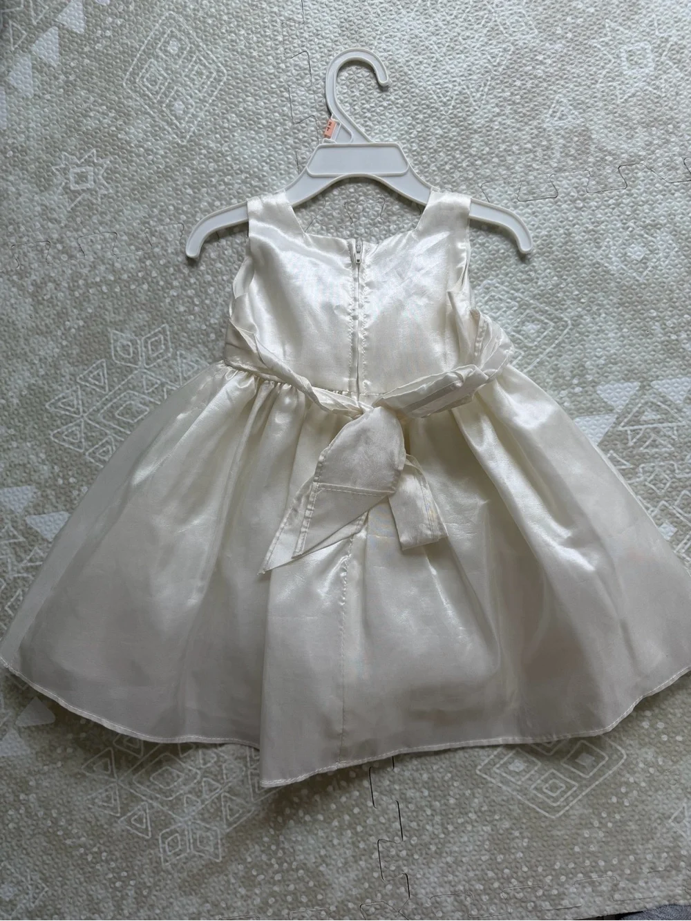 Girls ivory Satin Flower-Band Formal Dress